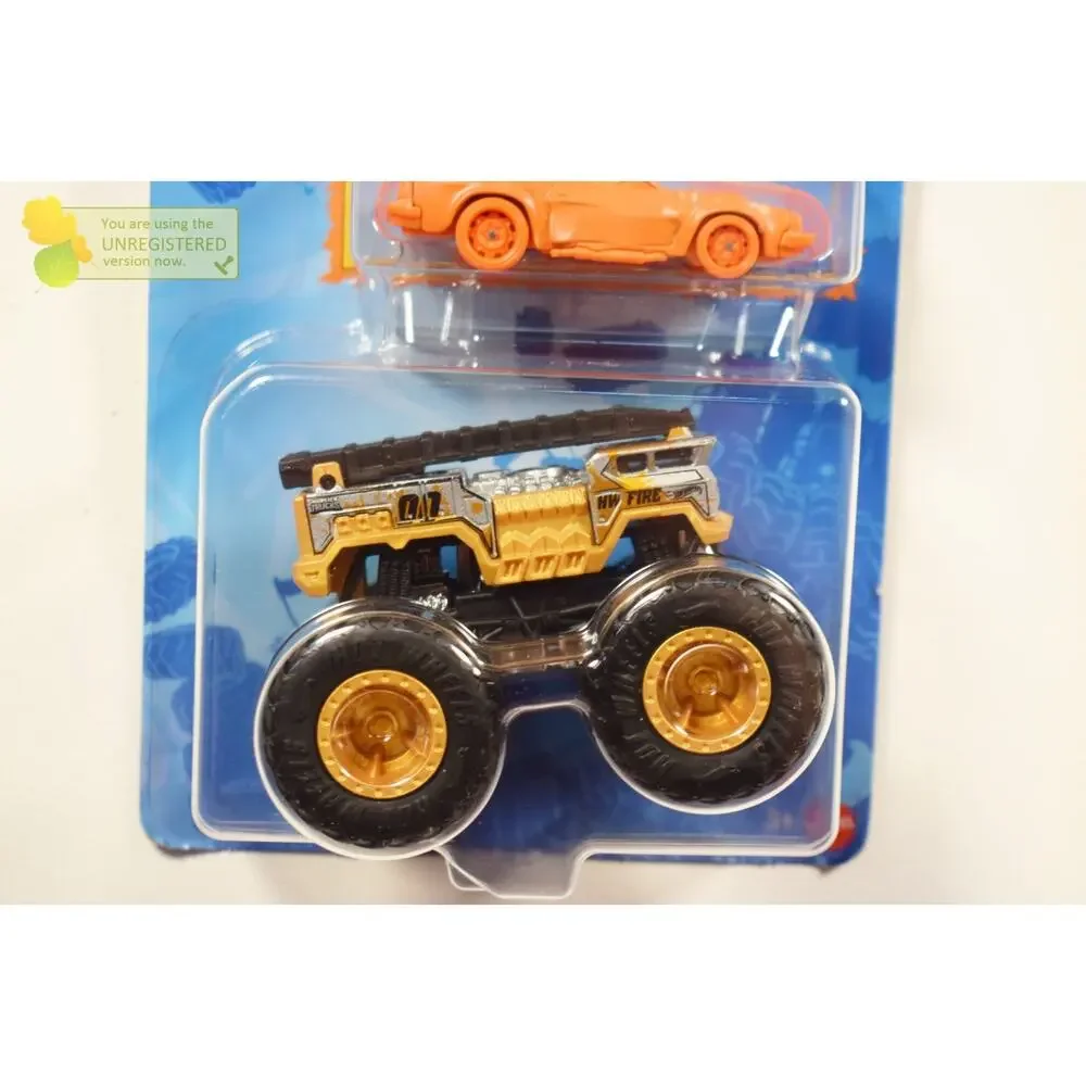 Hot Wheels Monster Truck 5 Alarm and Crushed Coupe Speed Bump 1/64 Scale